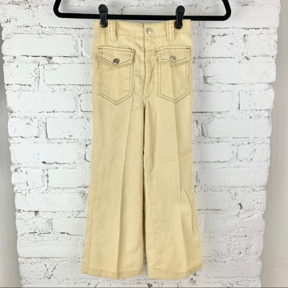 Winnie the Pooh Disney Sears Vintage Bellbottom Pants Yellow Pocket PermaPrest 6